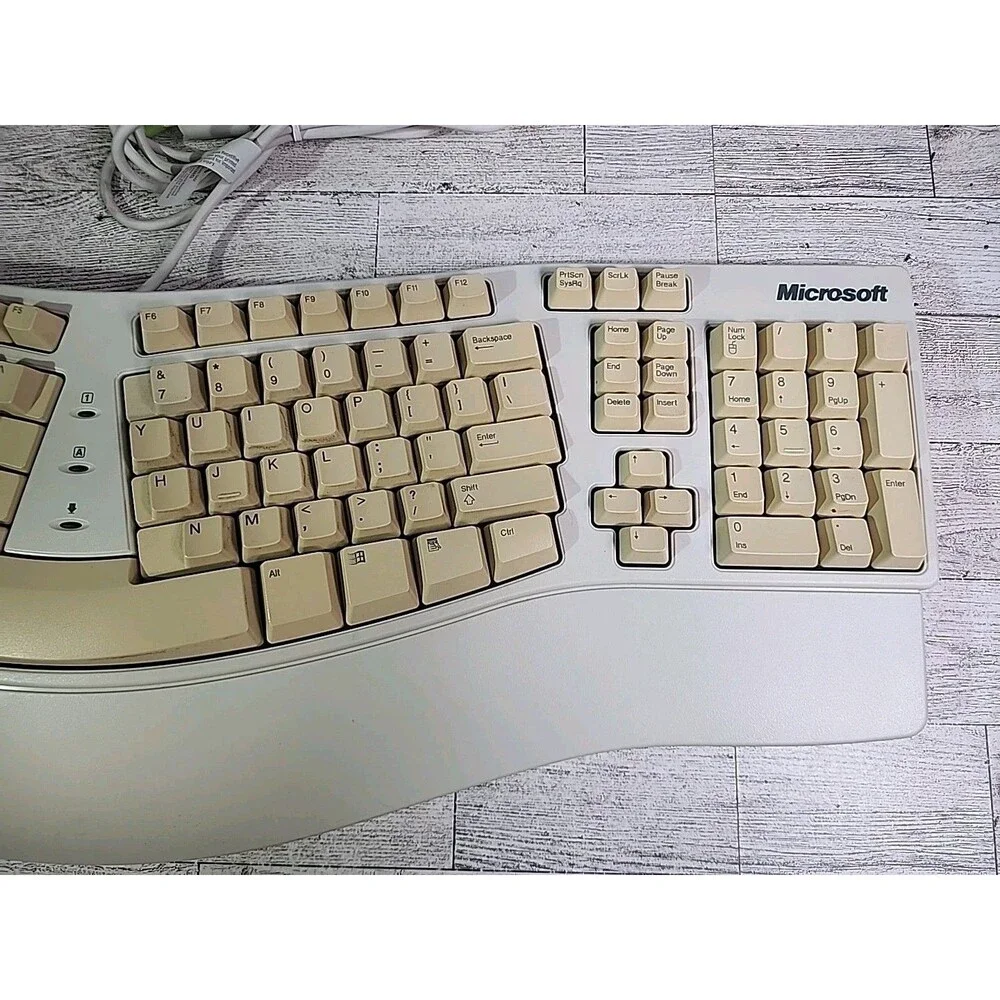 Vintage MICROSOFT Elite Ergonomic Natural Keyboard PS2 Wired Model E06402PS2